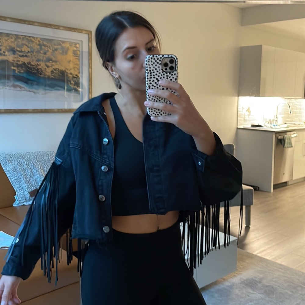 Southern fringed cropped jean jacket